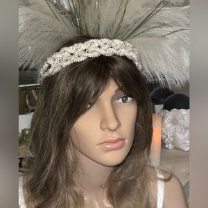 Bridal Headband With Pearls & Crystals, Bride Headband Boho Ivory Wedding